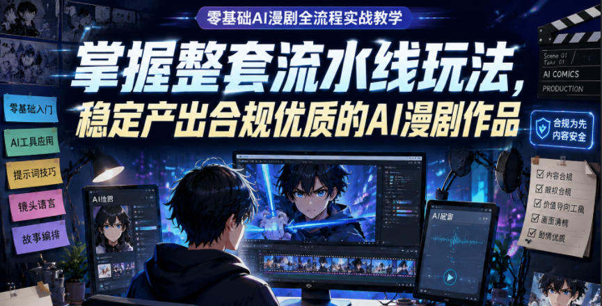 零基础AI漫剧全流程实战教学，掌握整套流水线玩法，稳定产出合规优质的AI漫剧作品-天风资源网