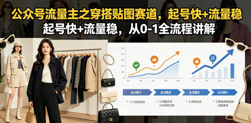 公众号流量主之穿搭贴图赛道，起号快+流量稳，从0-1全流程讲解-天风资源网
