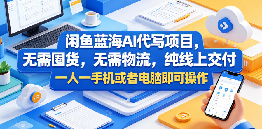 闲鱼蓝海AI代写项目，无需囤货，无需物流，纯线上交付，一人一手机或者电脑即可操作-天风资源网