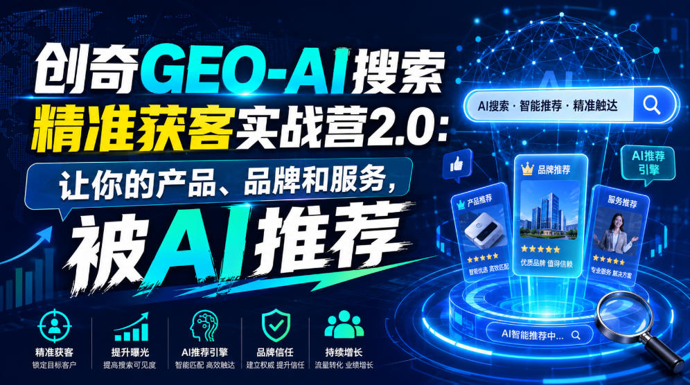 创奇GEO-AI搜索精准获客实战营2.0：让你的产品、品牌和服务，被AI推荐-天风资源网