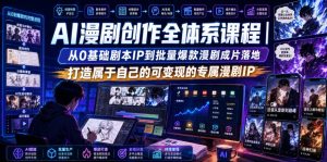 AI漫剧创作全体系课程｜从0基础剧本IP到批量爆款漫剧成片落地，打造属于自己的可变现的专属漫剧IP-天风资源网
