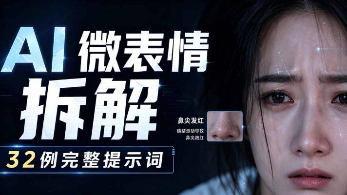 AI微表情拆解提示词合集，精准调控AI角色表情，可直接复用，0基础也能调出影视级表情变化-天风资源网