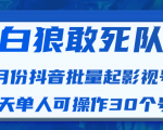 白狼敢死队最新抖音短视频批量起影视号(一天单人可操作30个号)视频课程天风资源网,提供全网火热网站资源、培训资料、课程、创业教程天风资源网