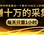年赚十万的采集站,每天却只需要1小时,一年时间采集出一个售价10W以上的网站天风资源网,提供全网火热网站资源、培训资料、课程、创业教程天风资源网