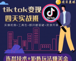 tiktok变现四天实战班，连怼技术+矩阵玩法赚美金！价值998元天风资源网，提供全网火热网站资源、培训资料、课程、创业教程天风资源网