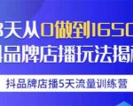 抖品牌店播5天流量训练营:28天从0做到1650万抖音品牌店播玩法揭秘天风资源网,提供全网火热网站资源、培训资料、课程、创业教程天风资源网