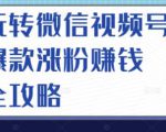 玩转微信视频号爆款涨粉赚钱全攻略,让你快速抓住流量风口,收获红利财富天风资源网,提供全网火热网站资源、培训资料、课程、创业教程天风资源网