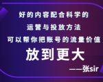 张sir账号流量增长课，告别海王流量，让你的流量更精准天风资源网，提供全网火热网站资源、培训资料、课程、创业教程天风资源网