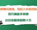 搞笑聊天账号,轻松入手高效变现,百万操盘手亲授,小白也能涨粉数十万天风资源网,提供全网火热网站资源、培训资料、课程、创业教程天风资源网