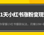 21天小红书涨粉变现营(第4期):带你掌握小红书爆款玩法,月赚10W+秘密天风资源网,提供全网火热网站资源、培训资料、课程、创业教程天风资源网