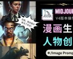 Midjourney V4版本操作教程：2个简单参数，完成漫画生成，人物创建天风资源网，提供全网火热网站资源、培训资料、课程、创业教程天风资源网