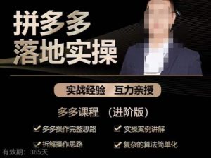 拼多多实战篇·落地实操:多多操作完整思路+实操案例讲解+拆解操作思路+复杂的算法简单化天风资源网,提供全网火热网站资源、培训资料、课程、创业教程天风资源网