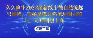 久久疯牛2023最新线上纯自然流起号课程，老杨是把自然流玩明白的人，可以闭眼上车天风资源网，提供全网火热网站资源、培训资料、课程、创业教程天风资源网