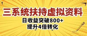 三大系统扶持的虚拟资料项目,单日突破800+收益提升4倍转化天风资源网,提供全网火热网站资源、培训资料、课程、创业教程天风资源网