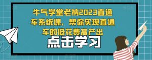牛气学堂老衲2023直通车系统课，帮你实现直通车的低花费高产出天风资源网，提供全网火热网站资源、培训资料、课程、创业教程天风资源网