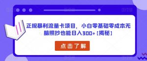 正规暴利流量卡项目,小白零基础零成本无脑照抄也能日入300+【揭秘】天风资源网,提供全网火热网站资源、培训资料、课程、创业教程天风资源网