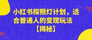 小红书探照灯计划，适合普通人的变现玩法【揭秘】天风资源网，提供全网火热网站资源、培训资料、课程、创业教程天风资源网