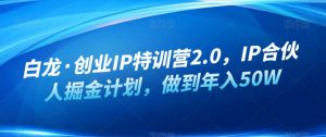 白龙·创业IP特训营2.0,IP合伙人掘金计划,做到年入50W天风资源网,提供全网火热网站资源、培训资料、课程、创业教程天风资源网