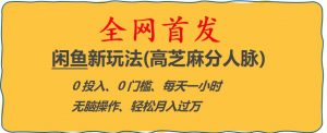 闲鱼新玩法(高芝麻分人脉)0投入0门槛,每天一小时,轻松月入过万【揭秘】天风资源网,提供全网火热网站资源、培训资料、课程、创业教程天风资源网