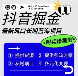 抖音掘金最新风口，长期蓝海项目，日入无上限（附实操案例）【揭秘】天风资源网，提供全网火热网站资源、培训资料、课程、创业教程天风资源网