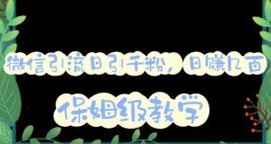 微信互推圈半自动引流方案,矩阵操作日引千人思路【详细视频教程】天风资源网,提供全网火热网站资源、培训资料、课程、创业教程天风资源网
