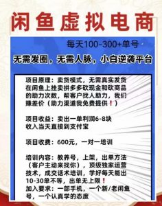 外边收费600多的闲鱼新玩法虚似电商之拼多多助力项目，单号100-300元天风资源网，提供全网火热网站资源、培训资料、课程、创业教程天风资源网