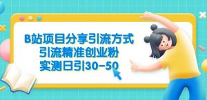B站项目分享引流方式，引流精准创业粉，实测日引30-50【揭秘】天风资源网，提供全网火热网站资源、培训资料、课程、创业教程天风资源网