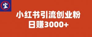 宝哥小红书引流创业粉，日赚3000+【揭秘】天风资源网，提供全网火热网站资源、培训资料、课程、创业教程天风资源网