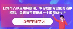 蟹老板·打爆个人IP底层实操课,教你成熟专业的打造IP技能,全方位带你做成一个能商业化IP天风资源网,提供全网火热网站资源、培训资料、课程、创业教程天风资源网