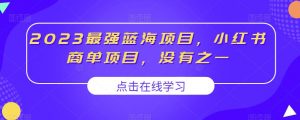 2023最强蓝海项目,小红书商单项目,没有之一【揭秘】天风资源网,提供全网火热网站资源、培训资料、课程、创业教程天风资源网