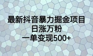 最新抖音暴力掘金项目,日涨万粉,一单变现500+【揭秘】天风资源网,提供全网火热网站资源、培训资料、课程、创业教程天风资源网