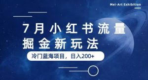 7月小红书流量掘金最新玩法，冷门蓝海小项目，日入200+【揭秘】天风资源网，提供全网火热网站资源、培训资料、课程、创业教程天风资源网