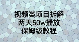 视频类项目拆解,两天50W播放,保姆级教程【揭秘】天风资源网,提供全网火热网站资源、培训资料、课程、创业教程天风资源网