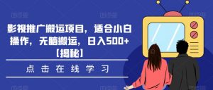 影视推广搬运项目，适合小白操作，无脑搬运，日入500+【揭秘】天风资源网，提供全网火热网站资源、培训资料、课程、创业教程天风资源网