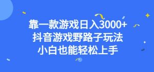 靠一款游戏日入3000+,抖音游戏野路子玩法,小白也能轻松上手【揭秘】天风资源网,提供全网火热网站资源、培训资料、课程、创业教程天风资源网