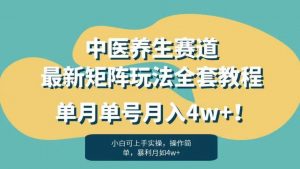 暴利赛道中医养生赛道最新矩阵玩法，单月单号月入4w+！【揭秘】天风资源网，提供全网火热网站资源、培训资料、课程、创业教程天风资源网