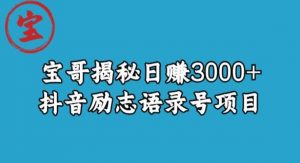 宝哥揭秘日赚3000+抖音励志语录号短视频变现项目天风资源网,提供全网火热网站资源、培训资料、课程、创业教程天风资源网