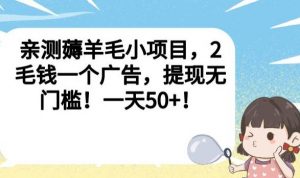 亲测薅羊毛小项目,2毛钱一个广告,提现无门槛!一天50+【揭秘】天风资源网,提供全网火热网站资源、培训资料、课程、创业教程天风资源网