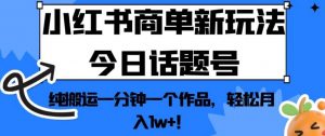 小红书商单新玩法今日话题号，纯搬运一分钟一个作品，轻松月入1w+！【揭秘】天风资源网，提供全网火热网站资源、培训资料、课程、创业教程天风资源网