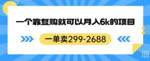 一单卖299-2688,一个靠复购就可以月入6k的暴利项目【揭秘】天风资源网,提供全网火热网站资源、培训资料、课程、创业教程天风资源网