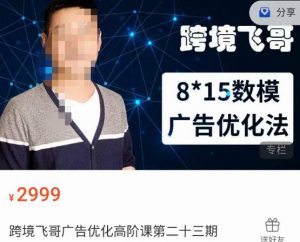 跨境飞哥·广告优化高阶课第二十三期,8*15数模广告优化法,用数据驱动决策天风资源网,提供全网火热网站资源、培训资料、课程、创业教程天风资源网