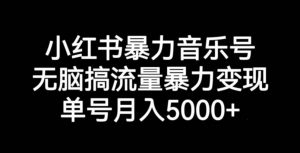 小红书暴力音乐号,无脑搞流量暴力变现,单号月入5000+天风资源网,提供全网火热网站资源、培训资料、课程、创业教程天风资源网