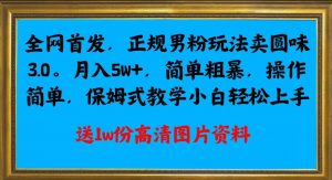全网首发正规男粉玩法卖圆味3.0，月入5W+，简单粗暴，操作简单，保姆式教学，小白轻松上手天风资源网，提供全网火热网站资源、培训资料、课程、创业教程天风资源网