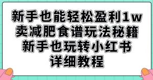新手也能轻松盈利1w，卖减肥食谱玩法秘籍，新手也玩转小红书详细教程【揭秘】天风资源网，提供全网火热网站资源、培训资料、课程、创业教程天风资源网