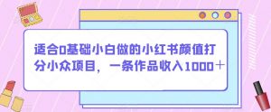 适合0基础小白做的小红书颜值打分小众项目，一条作品收入1000＋【揭秘】天风资源网，提供全网火热网站资源、培训资料、课程、创业教程天风资源网