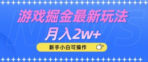 游戏掘金最新玩法月入2w+，新手小白可操作【揭秘】天风资源网，提供全网火热网站资源、培训资料、课程、创业教程天风资源网