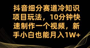 抖音细分赛道冷知识项目玩法，10分钟快速制作一个视频，新手小白也能月入1W+【揭秘】天风资源网，提供全网火热网站资源、培训资料、课程、创业教程天风资源网