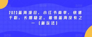 2023蓝海项目,小红书商单,快速千粉,长期稳定,最强蓝海没有之一(新玩法)天风资源网,提供全网火热网站资源、培训资料、课程、创业教程天风资源网