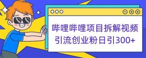 哔哩哔哩项目拆解引流创业粉日引300+小白可轻松上手【揭秘】天风资源网，提供全网火热网站资源、培训资料、课程、创业教程天风资源网