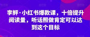 李鲆·小红书爆款课，十倍提升阅读量，听话照做肯定可以达到这个目标天风资源网，提供全网火热网站资源、培训资料、课程、创业教程天风资源网